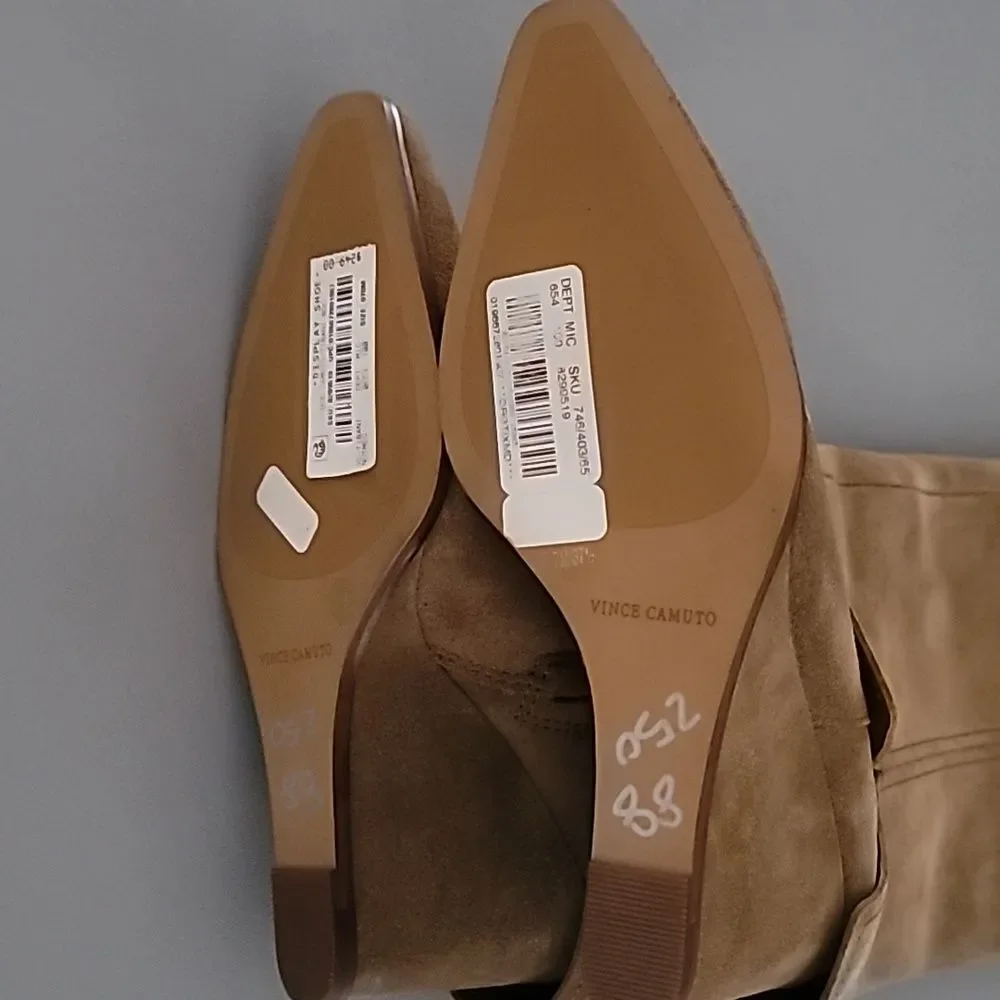 Vince Camuto Tibani Cuffed Tall Wedge Boot Nutmeg Verona 7M $249